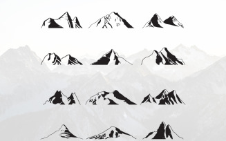 Mountain Silhouette Landscape Peak - Illustration Set