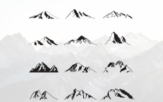 Mountain Silhouette Landscape Peak Set