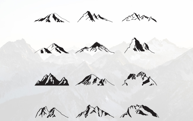 Mountain Silhouette Landscape Peak Set Illustration