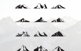 Mountain Silhouette Landscape Peak Set