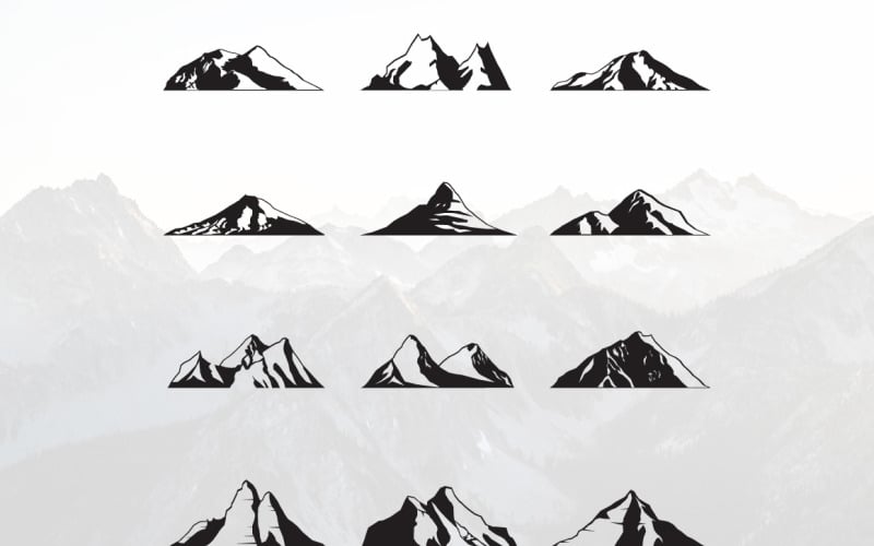 Mountain Silhouette Landscape Peak Set Illustration