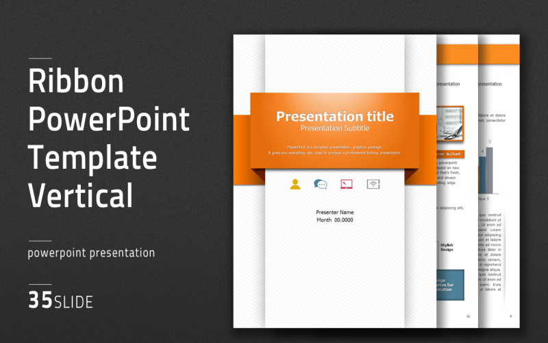 Ribbon PowerPoint Vertical PowerPoint Template