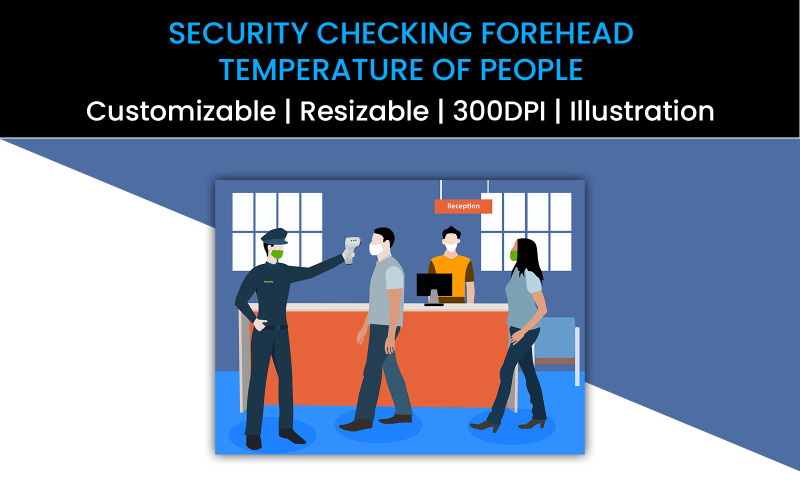Security Checking Forehead Temperature of People Illustration