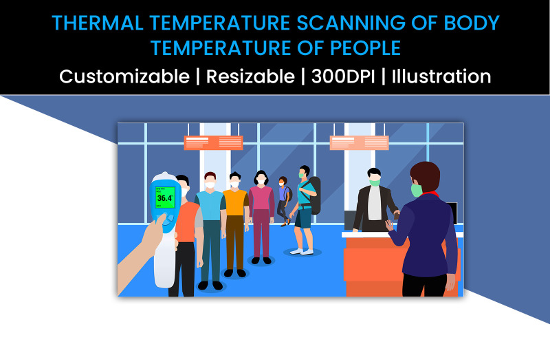 Thermal Temperature Scanning of Body Temperature of People Illustration