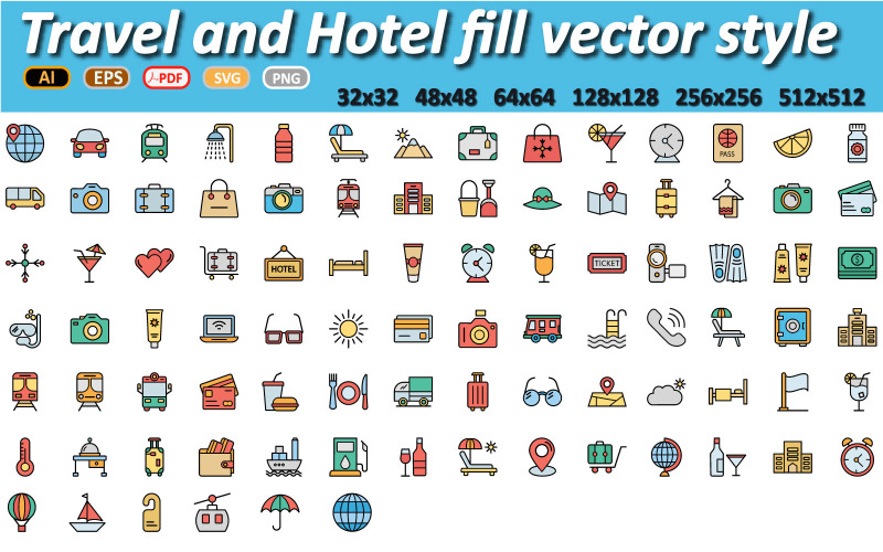 Travel and Hotel Icons Icon Set
