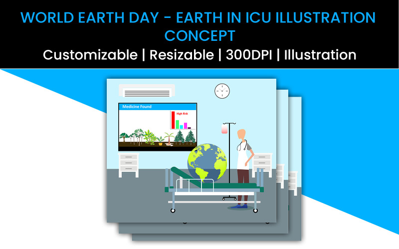 World Earth Day - Earth in ICU Concept Illustration