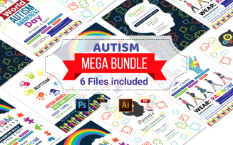 Flyer Set Of World Autism Awareness Day - Corporate Identity Template