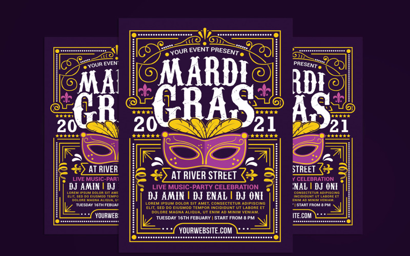 Mardi Gras Flyer - Corporate Identity Template