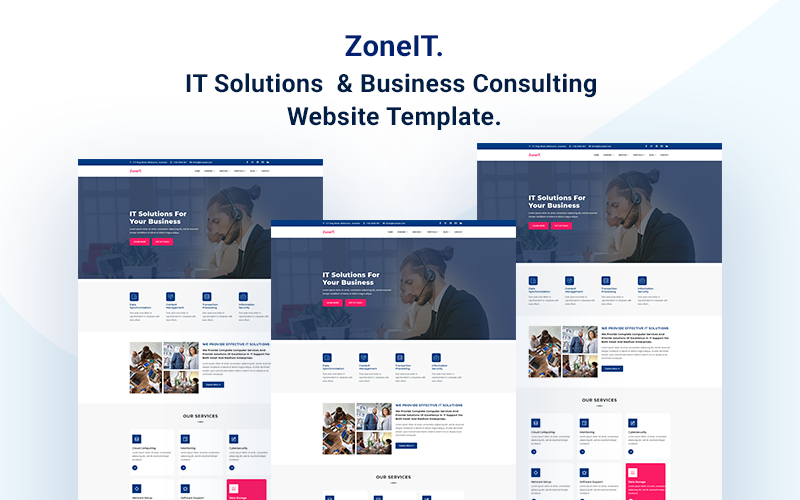 "ZoneIT - IT Solutions & Business Consulting" 响应式网页模板 #166940