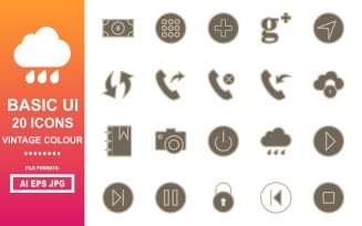 20 Basic UI Vintage Colour Icon Pack