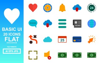 20 Basic UI Flat Icon Pack
