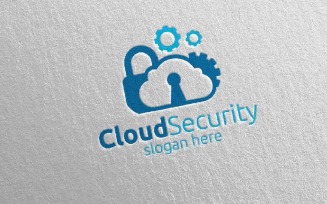 Digital Cloud Security Logo Template