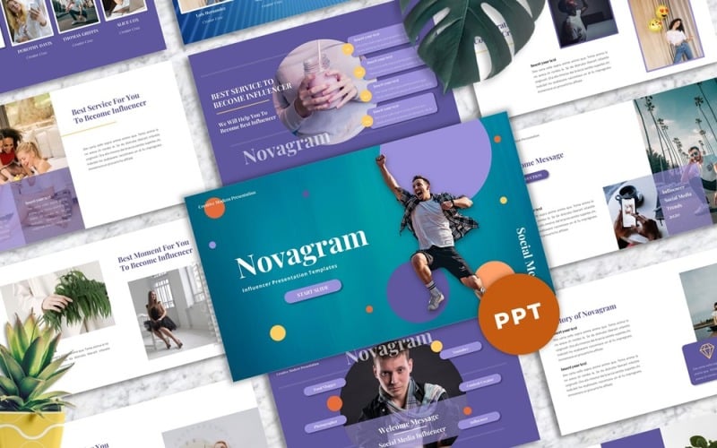 Novagram - Influencer Powerpoint PowerPoint Template