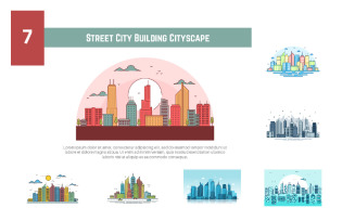 7 Street City Building Cityscape - Illustration