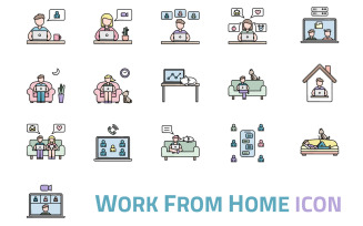 Work from Home Iconset Template