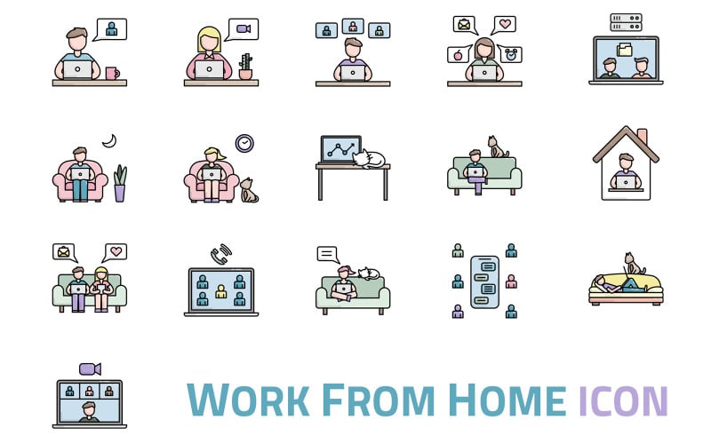 Work from Home Iconset Template Icon Set