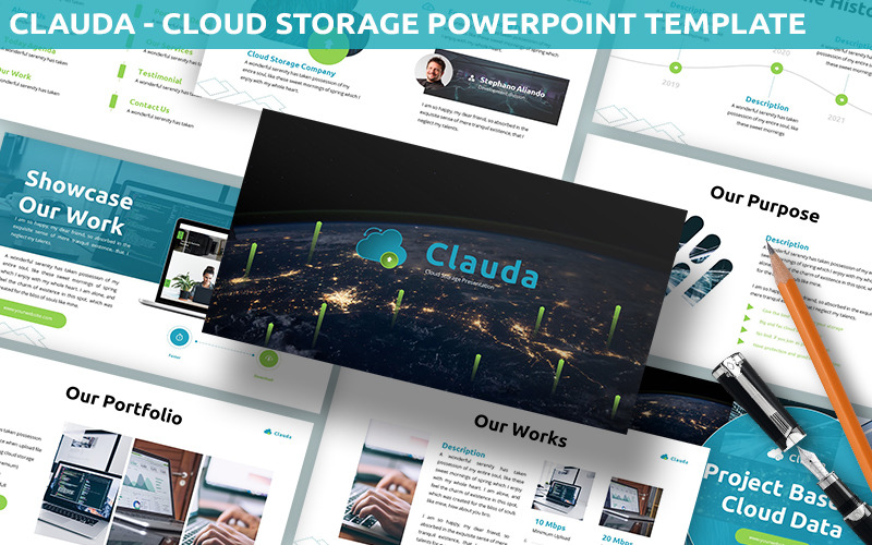 Clauda - Cloud Storage Powerpoint PowerPoint Template