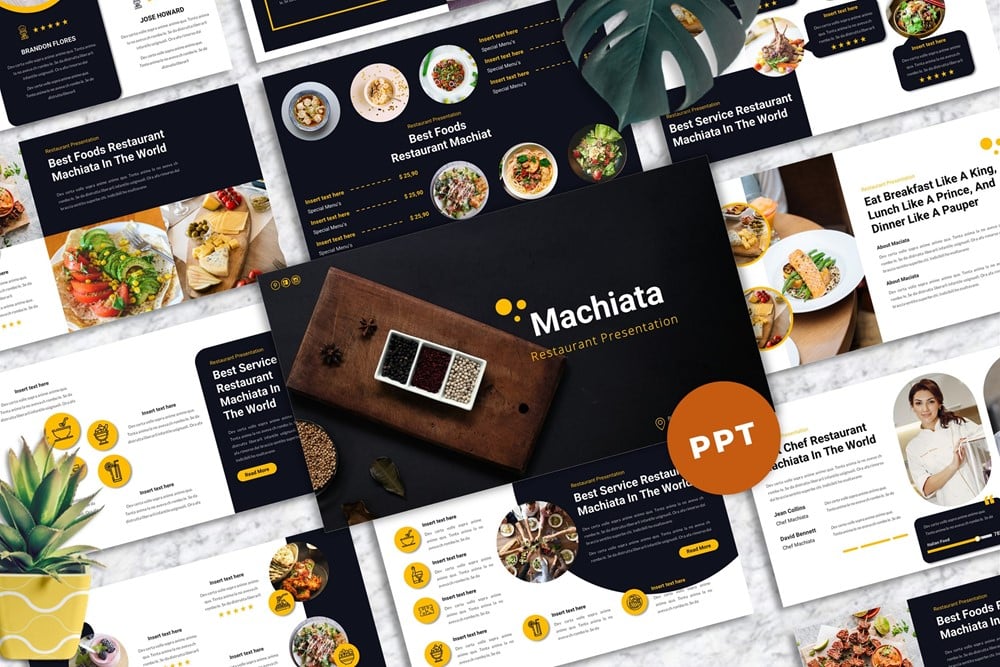 "Machiata - Restaurant Powerpoint" PowerPoint Template №167903