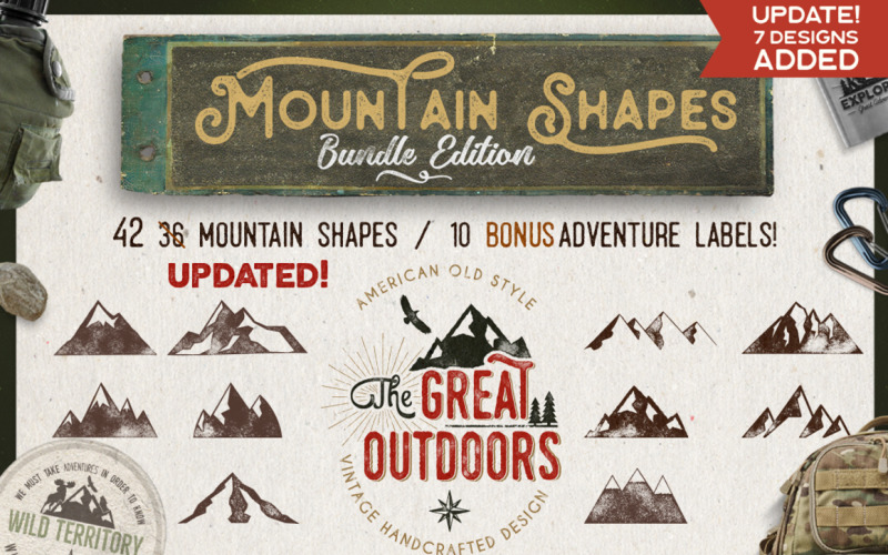 Mountain SVG Icons Shapes Mega Bundle - Vector Image Vector Graphic