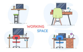 Working Place - Vector Image Illustration