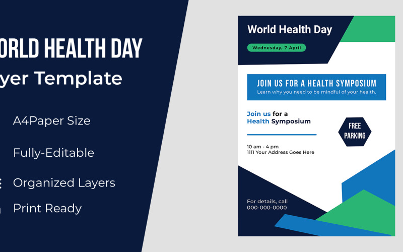 World Health Day Concept Flyer Corporate Identity