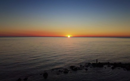 Awesome aerial view of sea sunset - video footage Stock Video