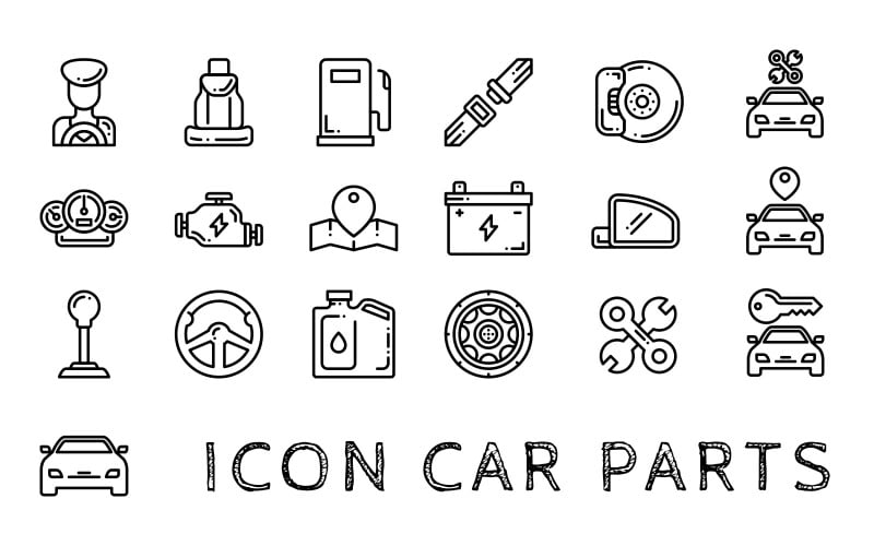 Car Parts Iconset Template Icon Set