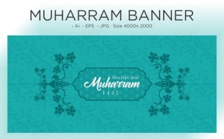 Happy Muharram Islamic New Year Holiday Banner - Illustration