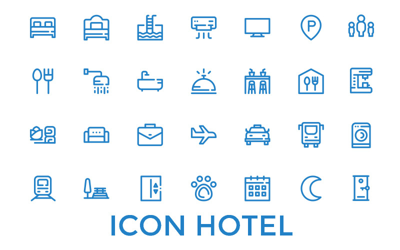 Hotel Amenity Iconset template Icon Set