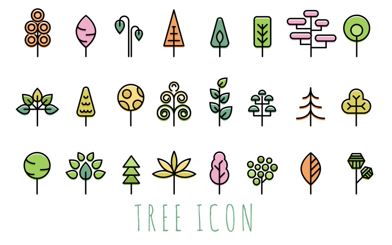 Modern Tree Iconset template Icon Set