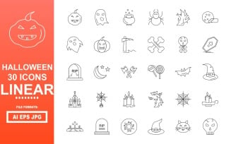 30 Halloween Linear Icon Pack