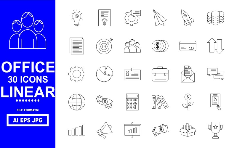 30 Office Linear Icon Pack Icon Set