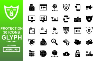 30 Protection Glyph Icon Pack