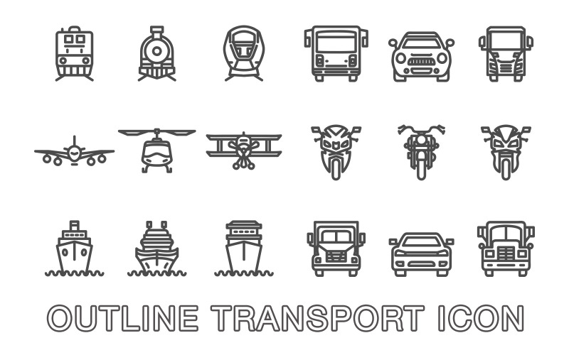 Transportation Outline Icon Icon Set