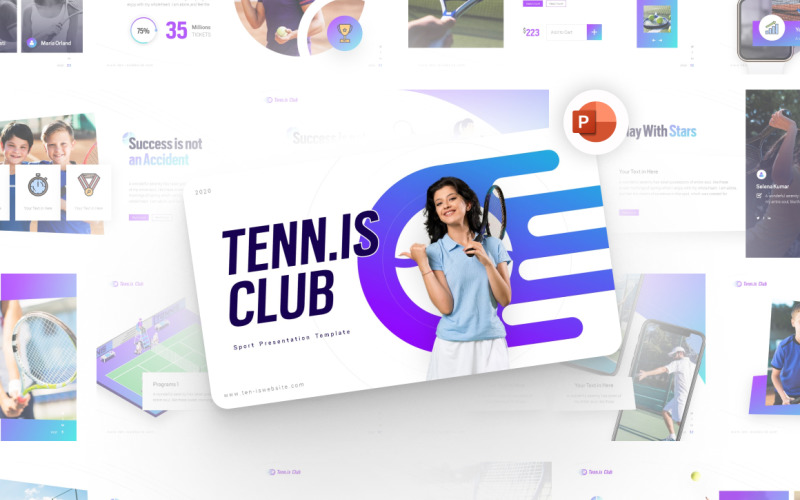 Tennis Club Sports PowerPoint template PowerPoint Template