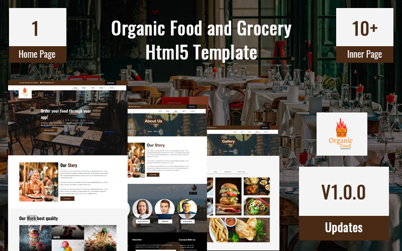 "Organic Food and Grocery Html5 Website template" 响应式网页模板 #170965