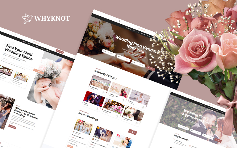 "Whyknot Wedding Listing and Vendor HMTL5 Website Template" 响应式网页模板 #170975