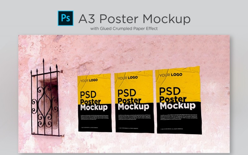 A3 Poster Mockup with Crumpled Paper Effect Product Mockup