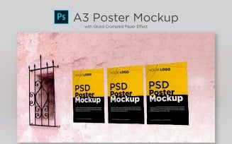 A3 Poster Mockup with Crumpled Paper Effect