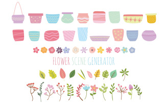 Flower Scene Generator - Vector Images