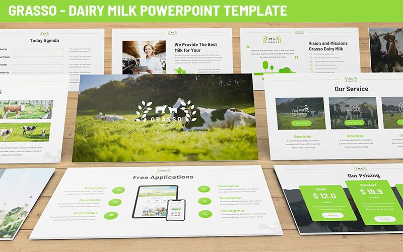 Grasso - Dairy Farm Powerpoint Template PowerPoint Template