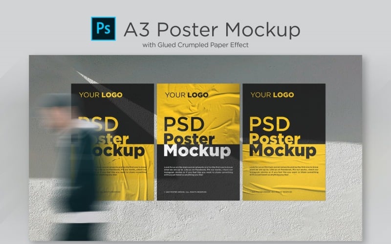 Poster Mockup with Crumpled Paper Effect Product Mockup