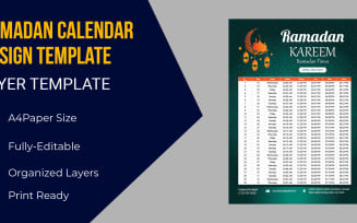 Ramadan Kareem Month 2021 Calendar English Schedule Corporate identity template
