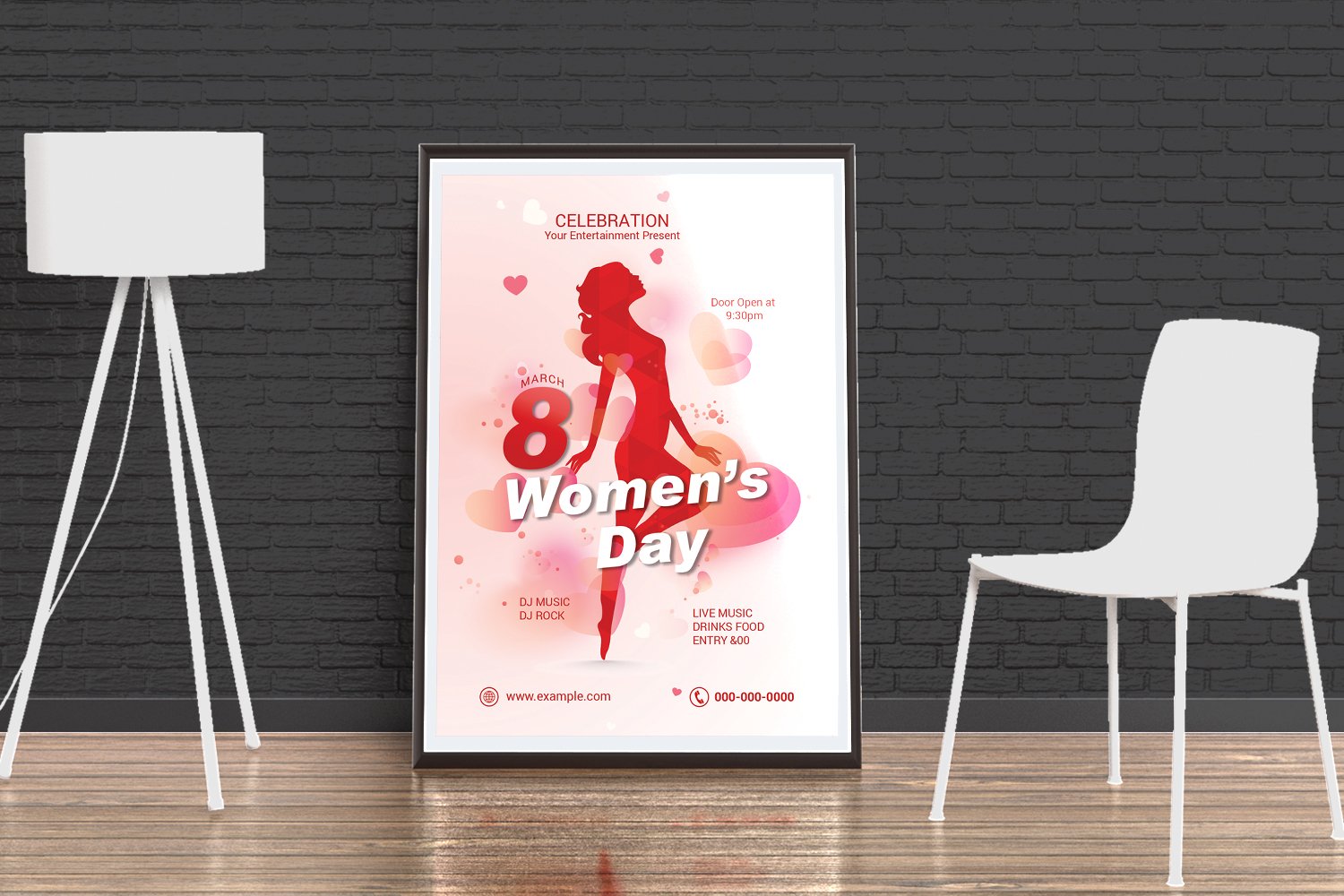 "Women's Day Party Flyer Corporate identity template" Bedrijfsidentiteit template №171062