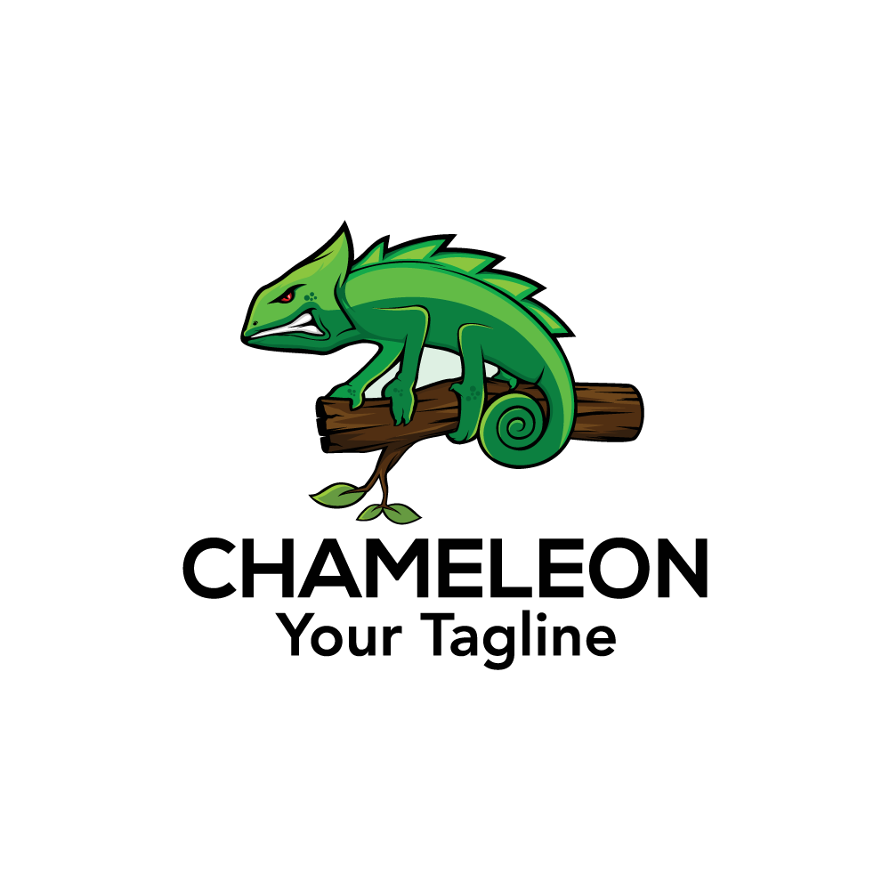 Green Color Angry Chameleon Logo Template