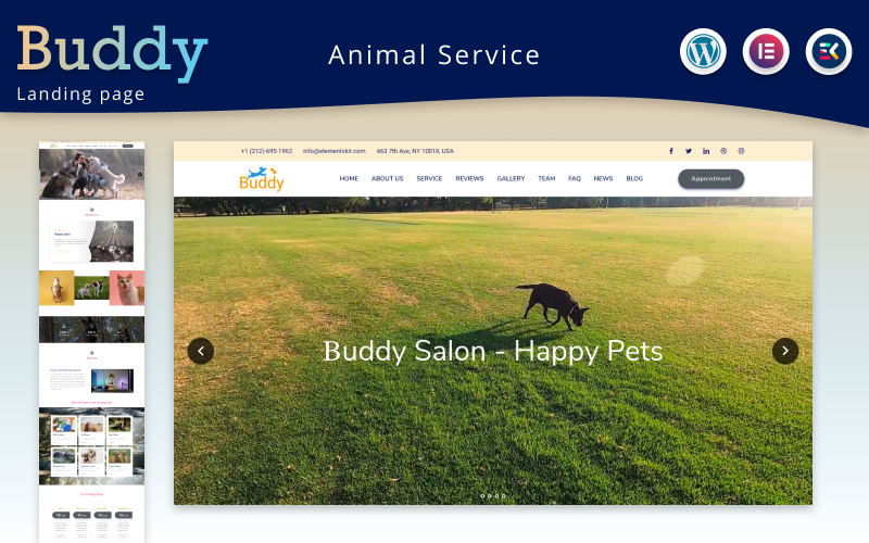 Buddy - Animal Service Elementor Landing page WordPress theme