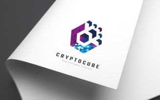 Crypto Cube Letter C Logo Template