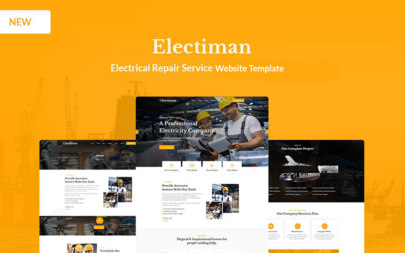 "Electiman - Electrical Repair Service HTML5 Website Template" 响应式网页模板 #171340