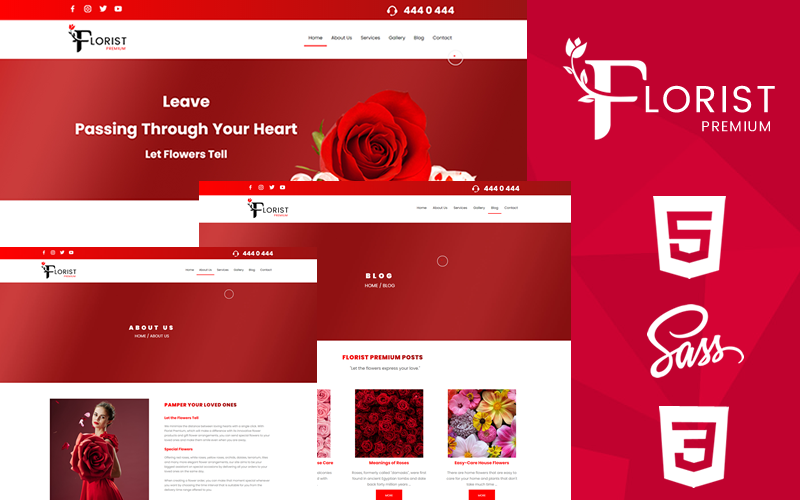 "Florist Premium Html5 & Css3 Website Template" 响应式网页模板 #171350