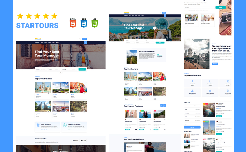 "Startours Tour booking and Vacation Listing HTML5 Template" 响应式网页模板 #171347